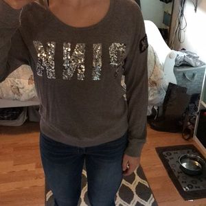 Grey bling VS pink long sleeve